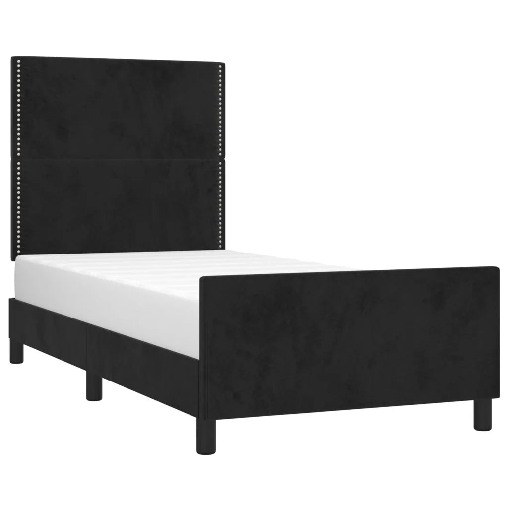 Giroletto con Testiera-Struttura Letto con testiera Nero 90x190 cm in Velluto 492820