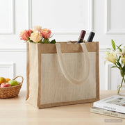 Borse in juta con tasca 10 Naturale e Bianco 26 x 22 x 14 cm 42012289