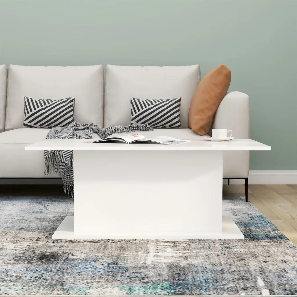 Tavolino da Salotto Bianco 102x55,5x40 cm in Truciolato 810307