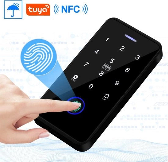 Sistema di Controllo di Accesso Bluetooth IP68 Acqua Immergibile con Riconoscimento delle Impressioni Digitali e RFID, Pannello Tastierino + 10 Pezzi di 13,56 MHz Chiavette senza Cerniera
