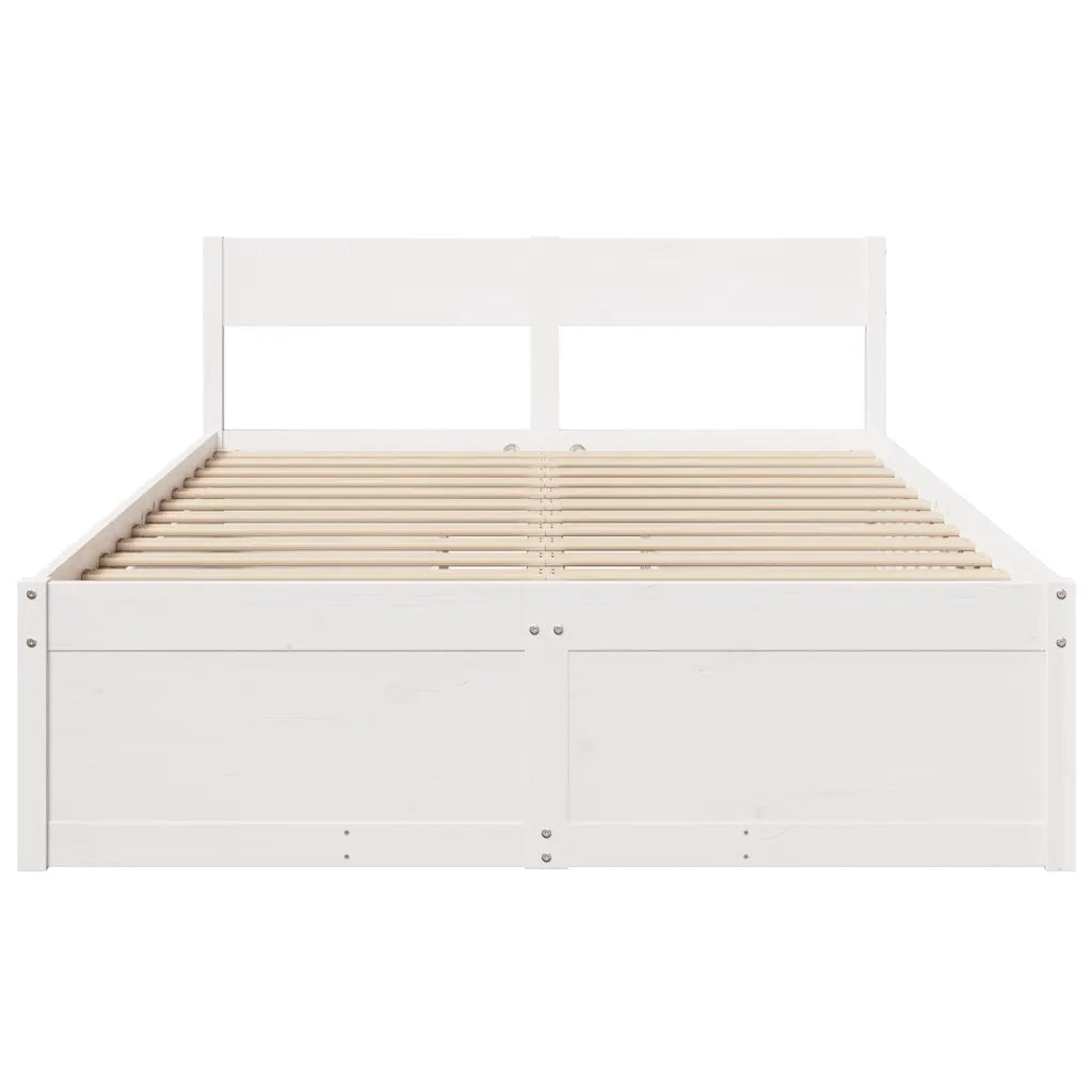 Letto senza Materasso Bianco 135x190 cm Legno Massello di Pino 3282358