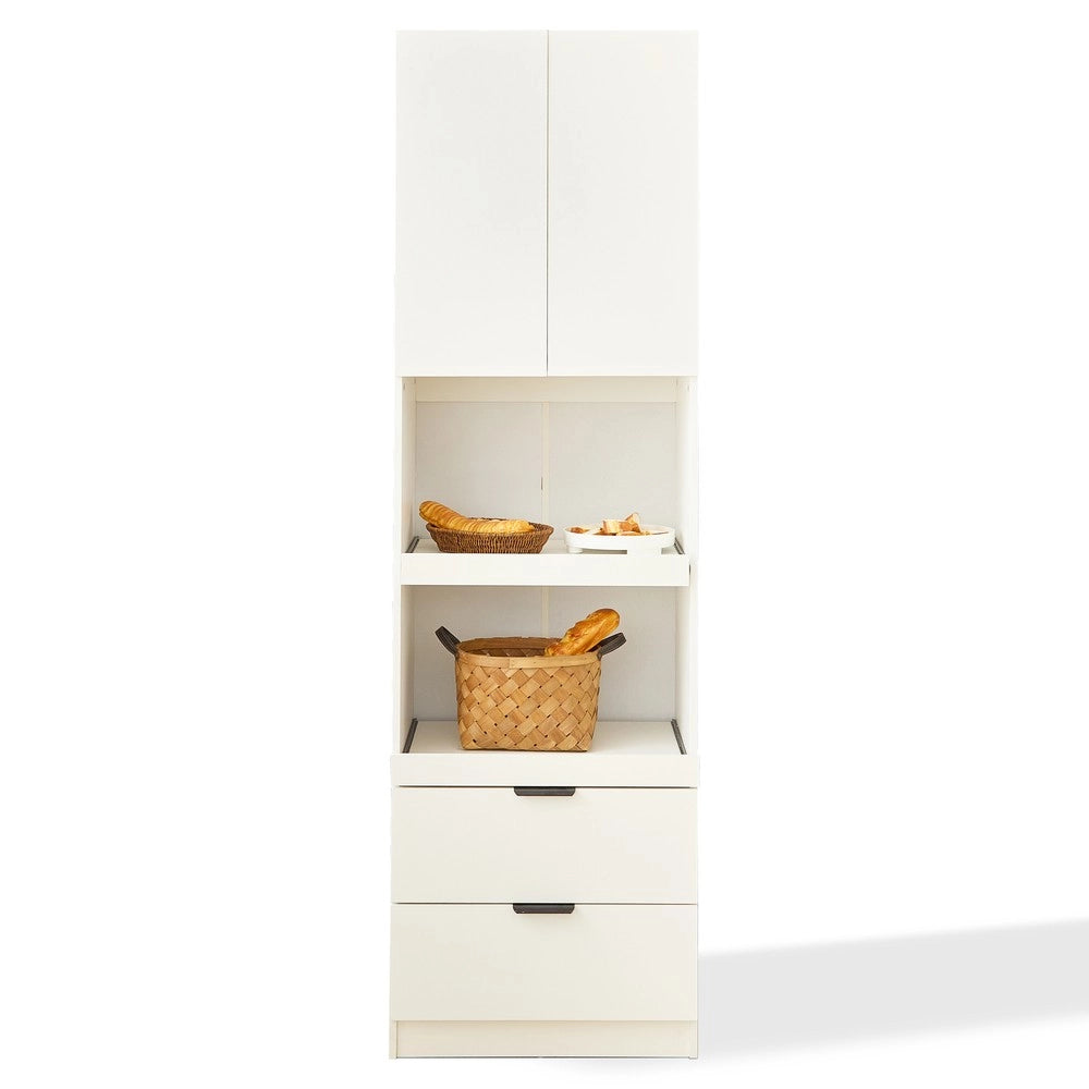 Mobile Multiuso Cucina - Minimal - Bianco 200cm con Ante Cassetti Ripiani Antiribaltamento