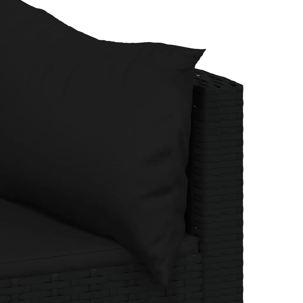 Set Divani da Giardino 4 pz | Set Salotto da Giardino con Cuscini Nero in Polyrattan
