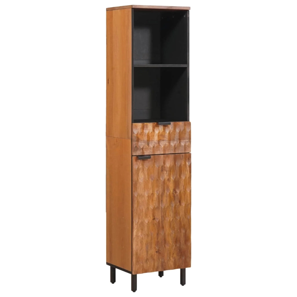 Mobiletto da bagno moderno con ripiano 38 x 33 x 160 cm pratico contenitore stile pulito legno di mango marrone 02_0057781