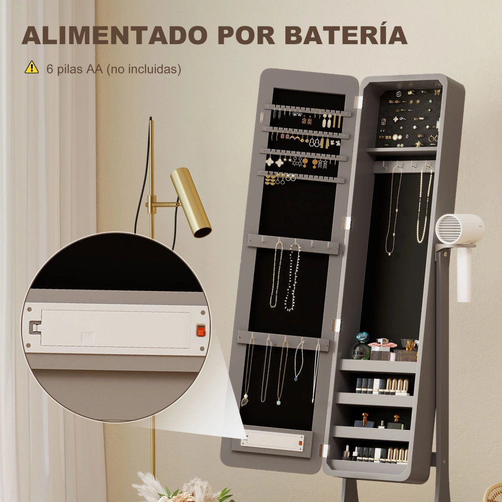 Armadio Joyero con Specchio e Luci LED ¨C zephmum ¨C Grigio