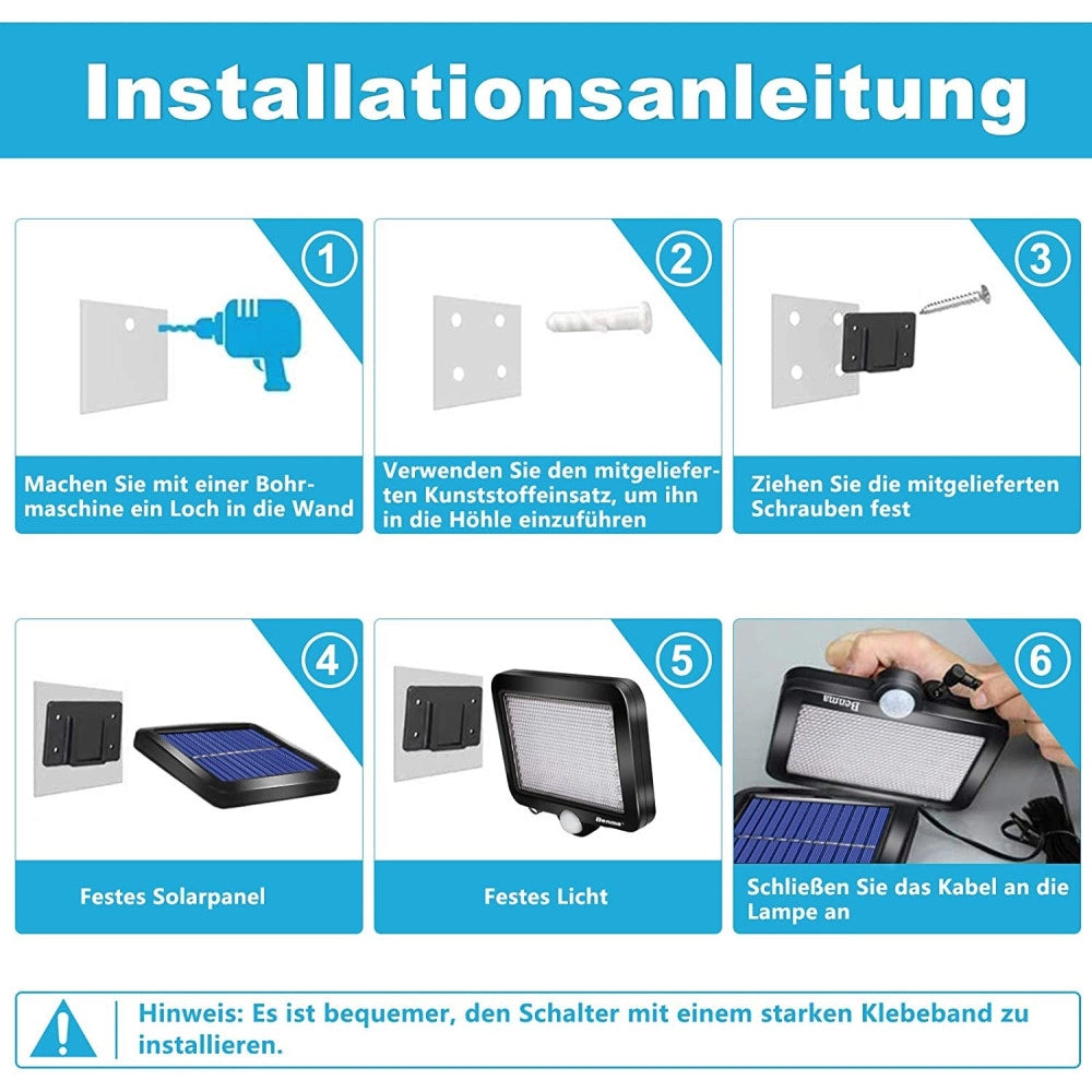 Trade Shop - Faretto Led Da Esterno Con Pannello Solare Sensore Di Movimento Crepuscolare -