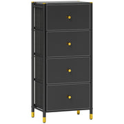 Cajonera Tessuto 4 Cassetti Fronte PU Struttura Acciaio ¨C zephmum ¨C Nero