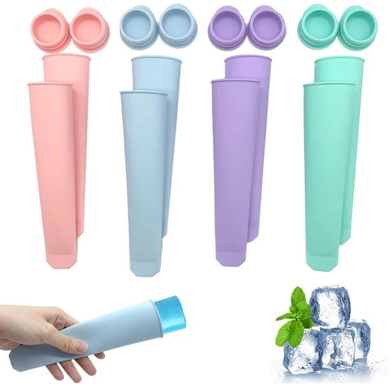 Forme per Gelato in Silicone - 8 Pezzi - Forme Reutilizzabili per Gelati - Utilizzo Multifunzionale - Sicure e Ambientalmente Prolifiche - Facili da Pulire - Forme per Gelato
