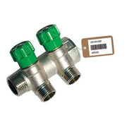 COLLETTORE LINEARE CON RUBINETTI D'ARRESTO 2 DERIVAZIONI IMPEX F-BRICO- 3/4 x 1/2- FAIDF- pezzi 1