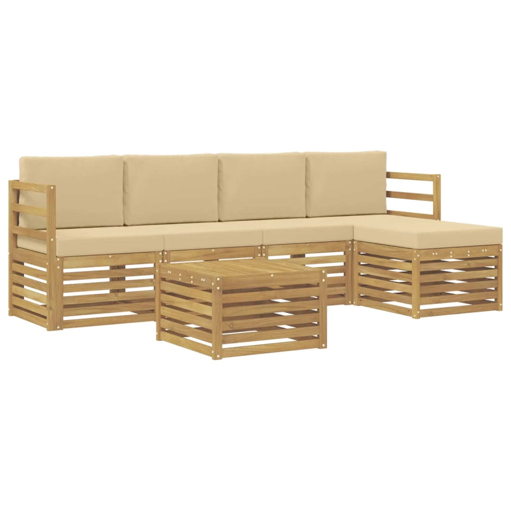 Set di divani da esterno 6 pcs Bianco e Beige Poliestere 3391698