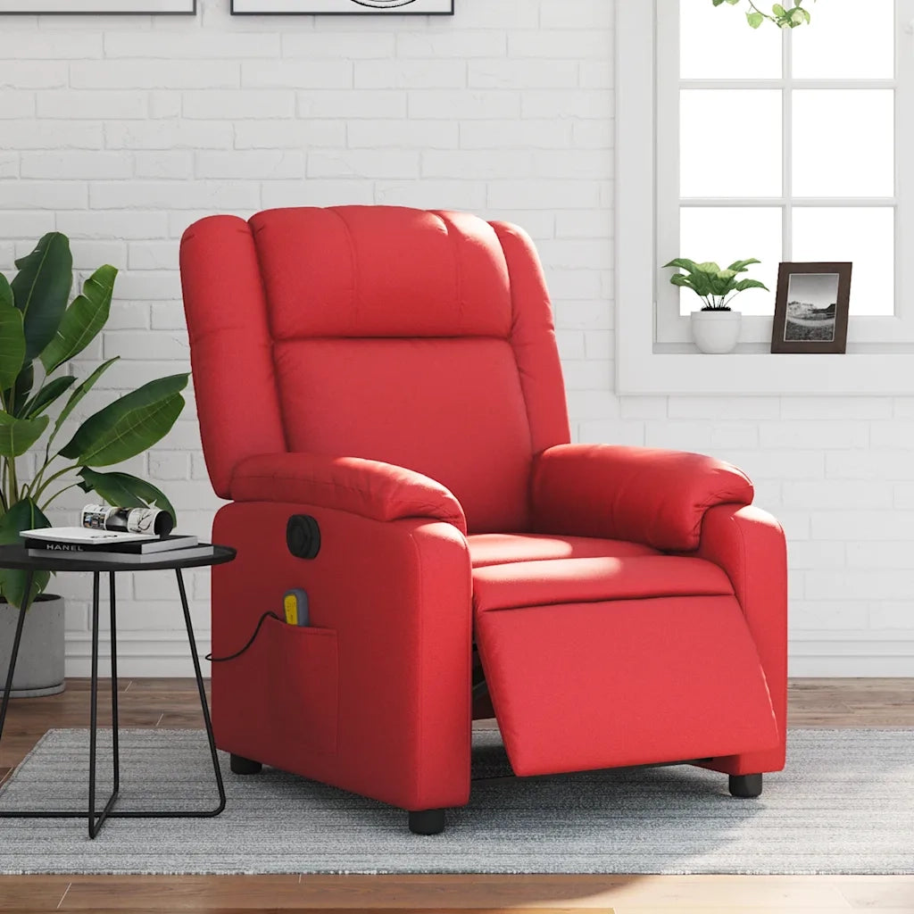 Poltrona Massaggio Elettrica Reclinabile Rosso Similpelle 3205148