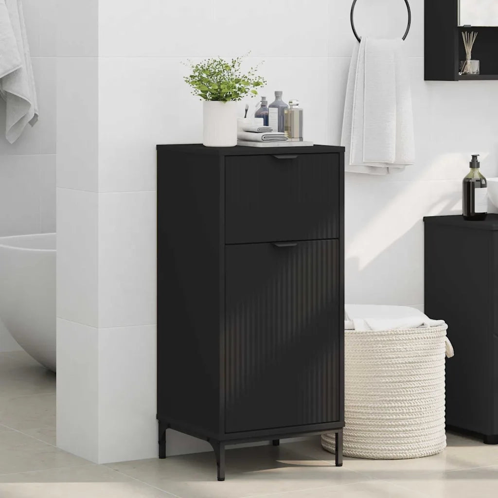Mobile da Bagno con cassetto con porta Nero 39,5 x 36 x 88 cm 883395