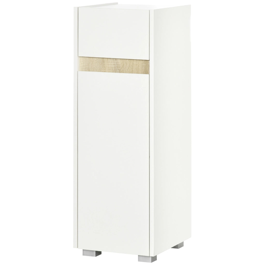 Mobiletto Bagno con Cassetto e Armadietto ¨C Zephmum ¨C Bianco Legno 30x33x88cm