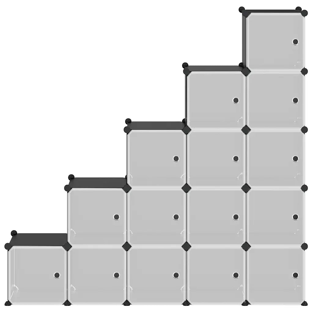 Organizzatore Portaoggetti con 15 Cubi e Ante Trasparenti in PP CFW4650949
