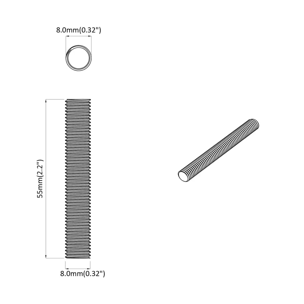 Asta Filettata 2 pz Argento 8 x 55 mm Acciaio CFW5107181