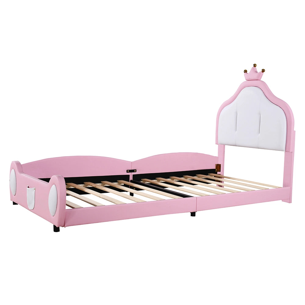 Lit bambino 90x200 cm - Xylo - Design patchwork bicolore similpelle rosa