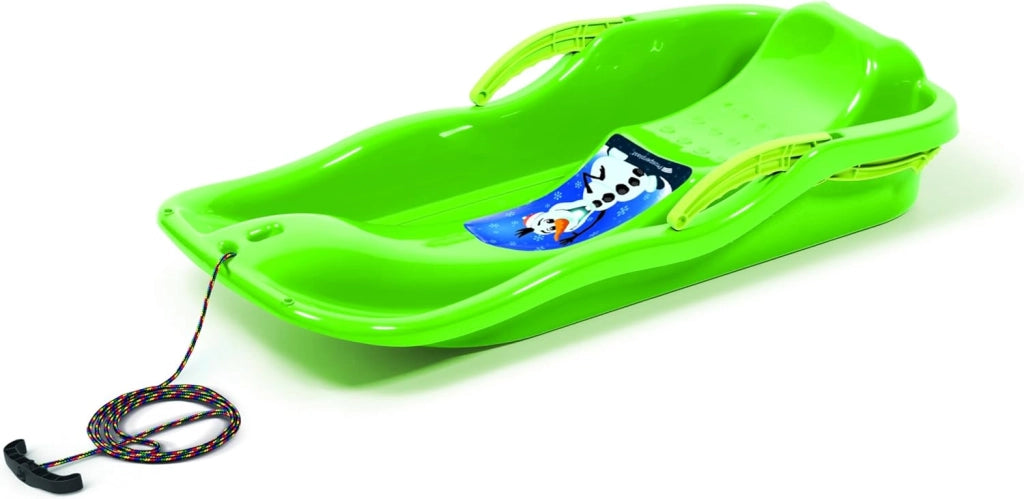 Verde Slitta Race Snow Glitter di plastica, con Corda di trazione e Freni sterzo