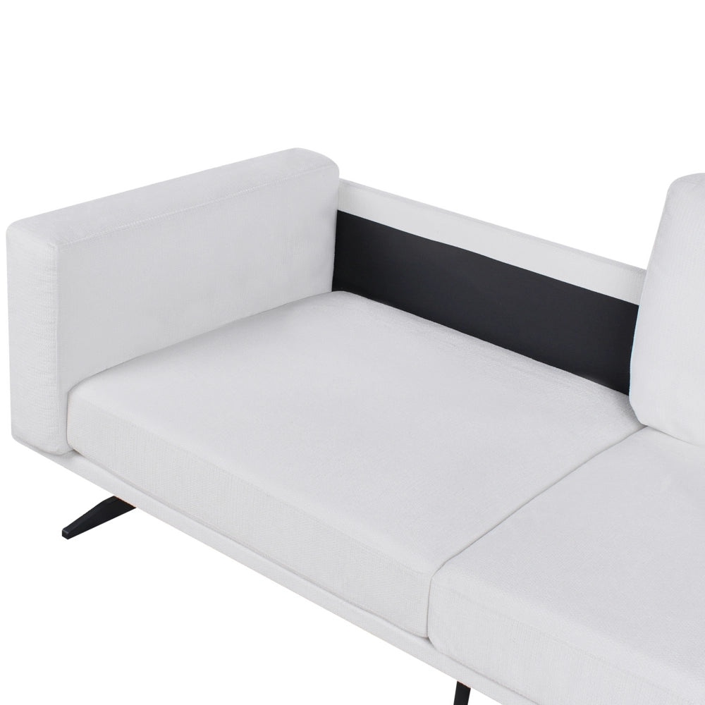Divano Tessuto Bianco Rivestimento Gambe in Metallo Moderno