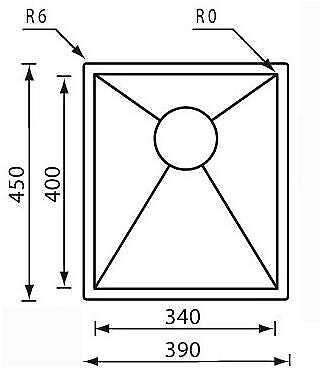 CM filoquadra 39 x 45 Lavello sottopiano Rettangolare Acciaio inossidabile