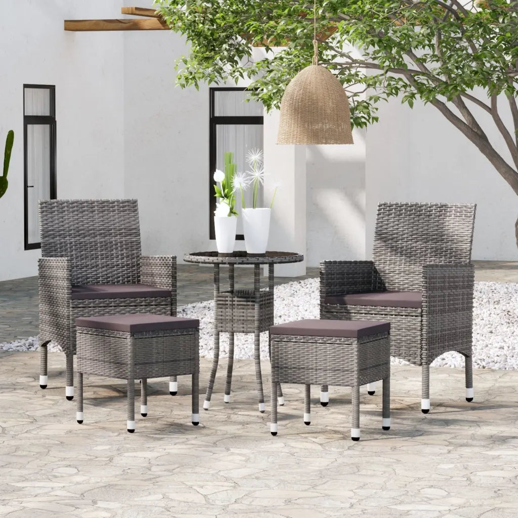 Set Divani da Giardino 5 pz | Set Salotto da Giardino in Polyrattan Grigio