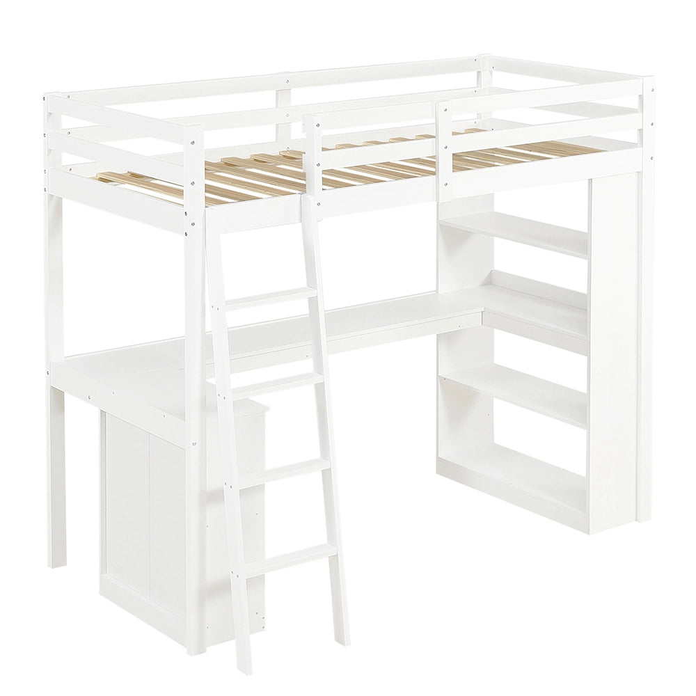 Letto a castello - Xylo - 90x200 cm contenitori feltro bianco