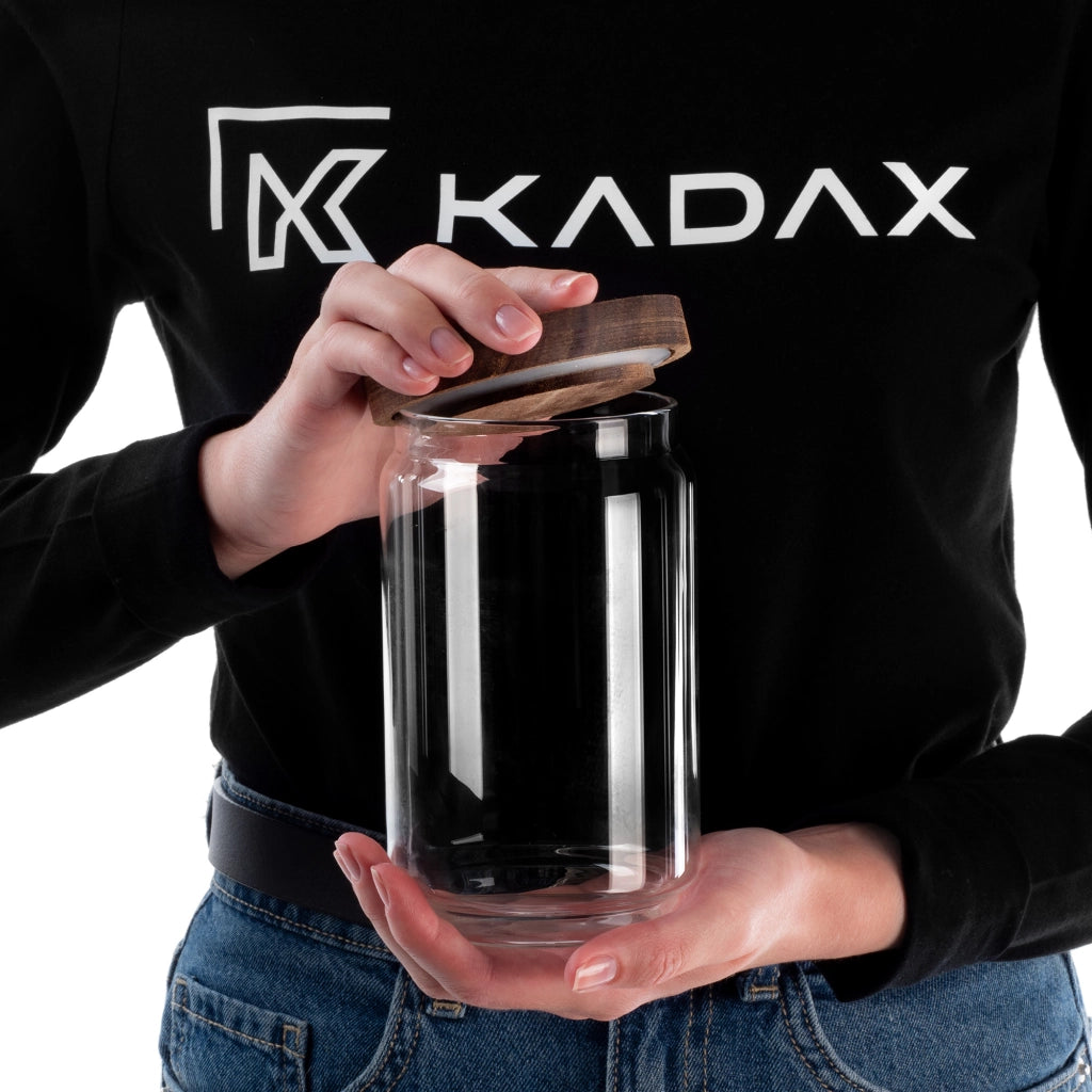 Contenitore per alimenti in vetro KADAX per spezie sfuse e pasta con coperchio, barattolo da 750 ml