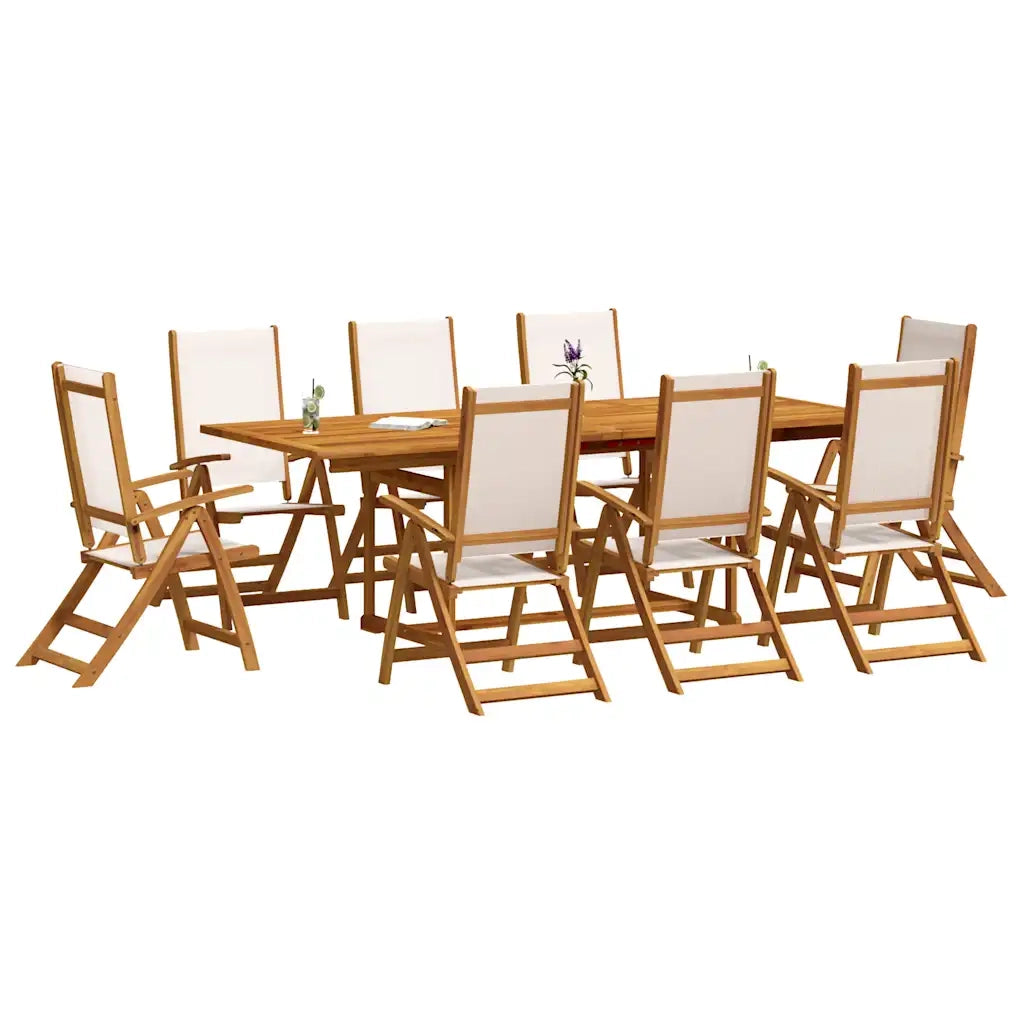 Set Pranzo da Giardino 9pz Legno Massello di Acacia e Textilene 3279279