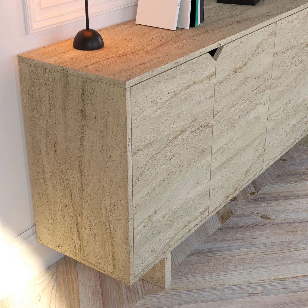 Credenza in legno "Turan" - 180 x 40 x 81 cm - Travertino