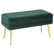 Panca portaoggetti per camera da letto velluto di poliestere verde scuro gambe dorate design glam mobili da soggiorno a tinta unita