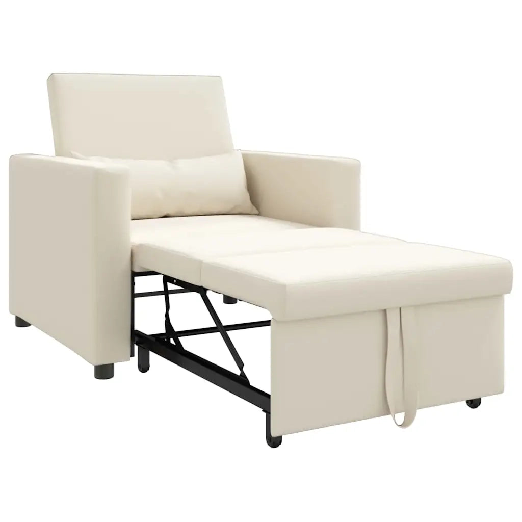 vidaXL Divano Letto Singolo Bianco crema 90 x 165 x 87 cm Tela