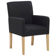 Sedia da pranzo Rivestimento in tessuto Nero Gambe in legno Seduta elegante con braccioli