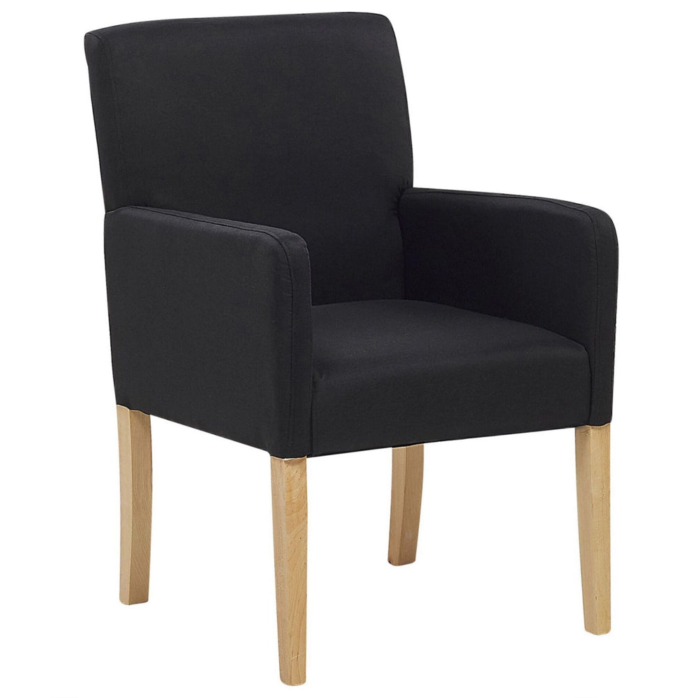 Sedia da pranzo Rivestimento in tessuto Nero Gambe in legno Seduta elegante con braccioli