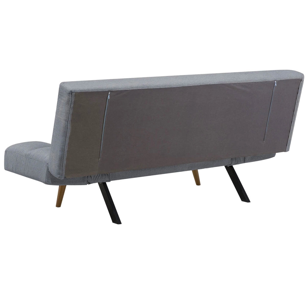 Divano Letto 2/3 Posti Click Clack in Tessuto con Braccioli Regolabili e Apertura Rapida Grigio