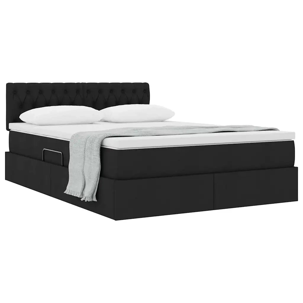 Letto con contenitore e materasso Nero 140 x 190 cm
