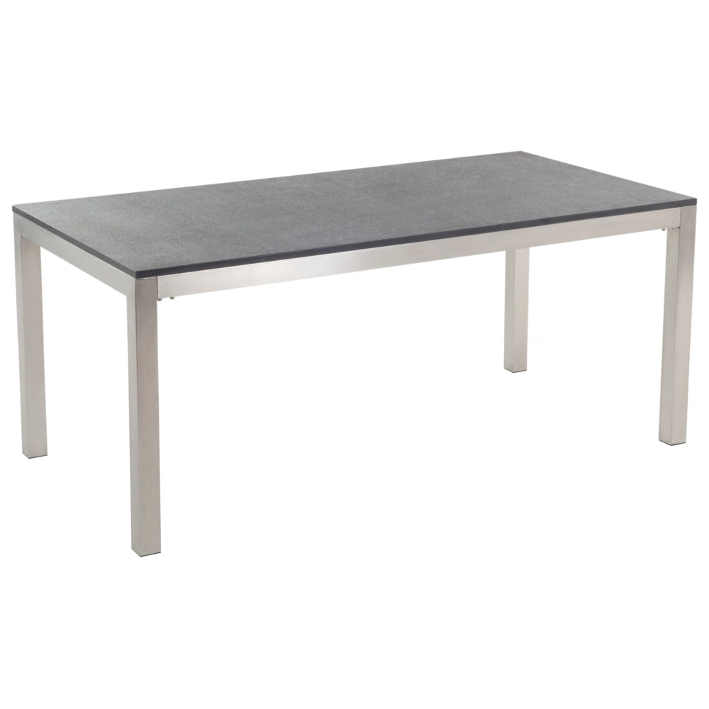 Set da pranzo da giardino bianco con piano in granito fiammato 6 posti 180 x 90 cm