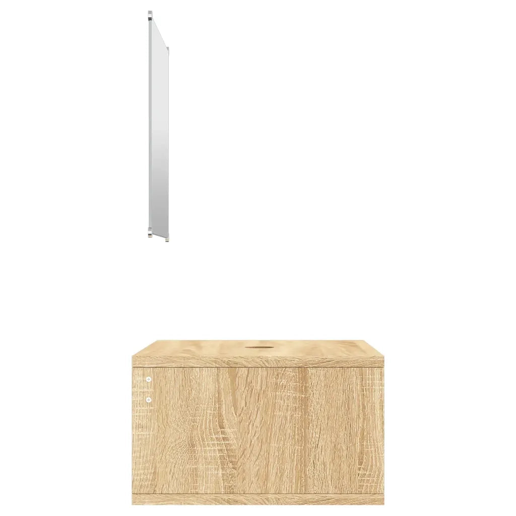 Set Mobili da Bagno | Armadio da bagno 2 pz Rovere in Legno Multistrato