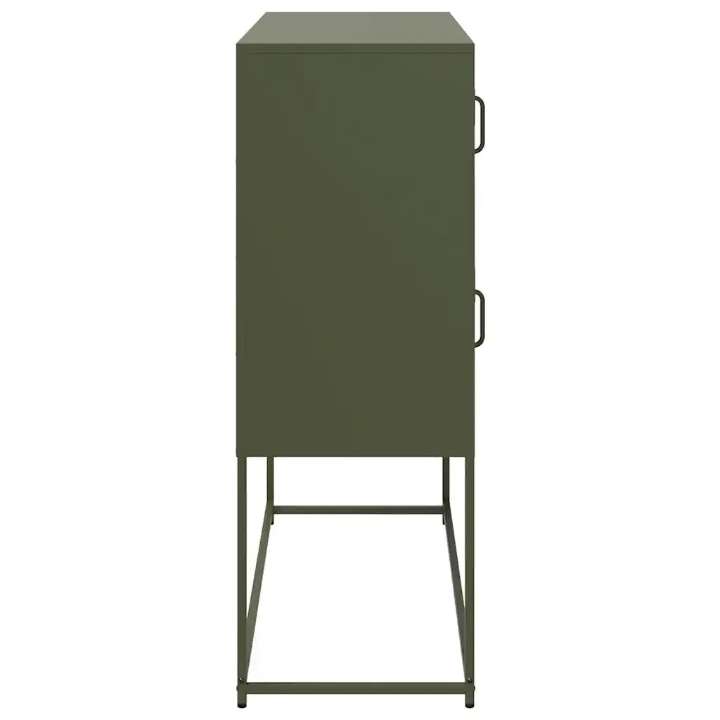 Credenza Verde Oliva 100,5x39x107 cm Acciaio Laminato a Freddo