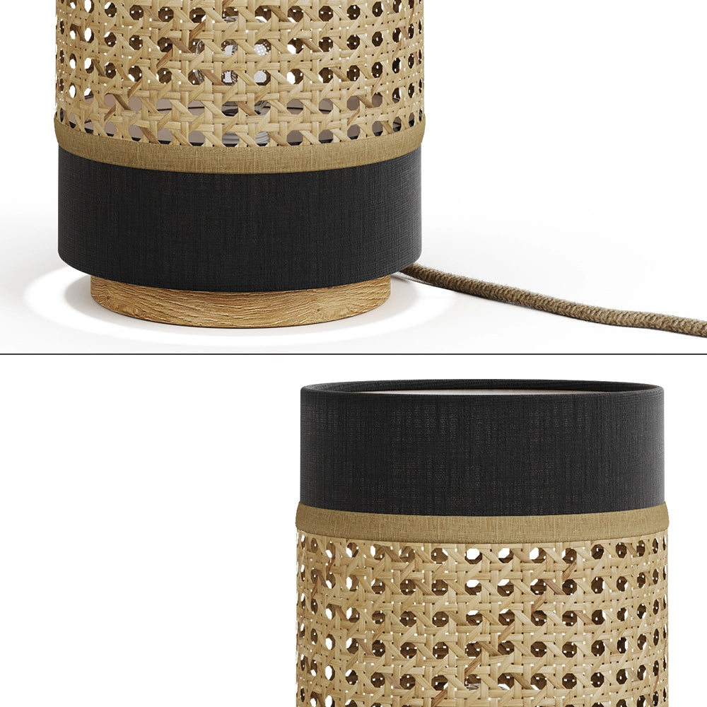 Vicco Lampada da tavolo Rattan/nero 17.5 x 26.5 cm
