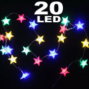 Trade Shop - Catena Luminosa 20 Led Luci Multicolor Stelle A Batteria Lampadine Lucciole -