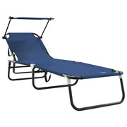 Lettino Prendisole | Sdraio da giardino | Lettino da sole pieghevole Blu 190 x 57 x 81 cm Oxford
