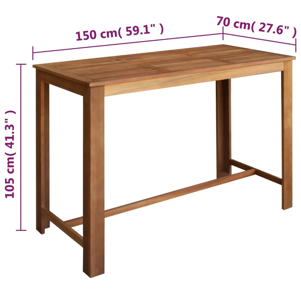 Tavolo e Sgabelli Bar Set 7 pz in Legno Massello di Acacia 246670