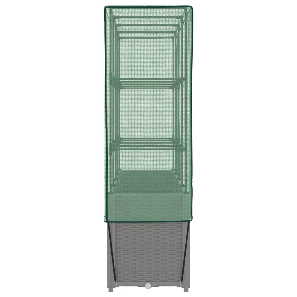 Aiuola rialzata/fioriera con copertura effetto rattan 160 x 40 x 153 cm grigio chiaro 02_0038762