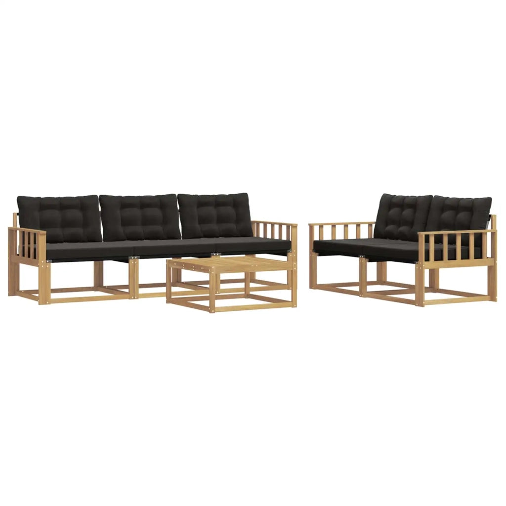 Set di divani da esterno 6 pcs Bianco e Nero 79 x 79 x 37 cm 3388418