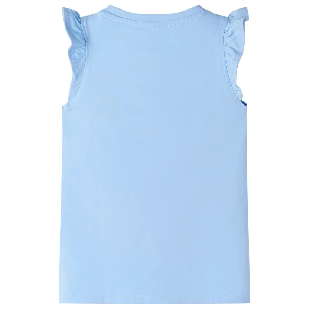 Maglietta da Bambina con Maniche Volant Azzurra 128cod mxl 85346