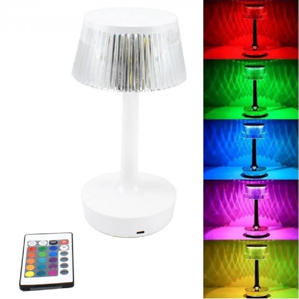 Trade Shop - Lampada Da Tavolo In Cristallo Decorativa Con Led Rgb Touch Bianco 5v Q-tl153 -