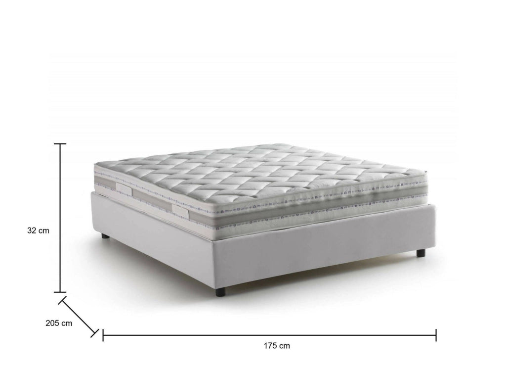 Letto Matrimoniale Archer, Letto Matrimoniale Materasso Incluso Made in Italy, Bianco