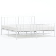 Letto matrimoniale | Letto per adulti | Giroletto con Testiera e Pediera Metallo Bianco 193x203 cm