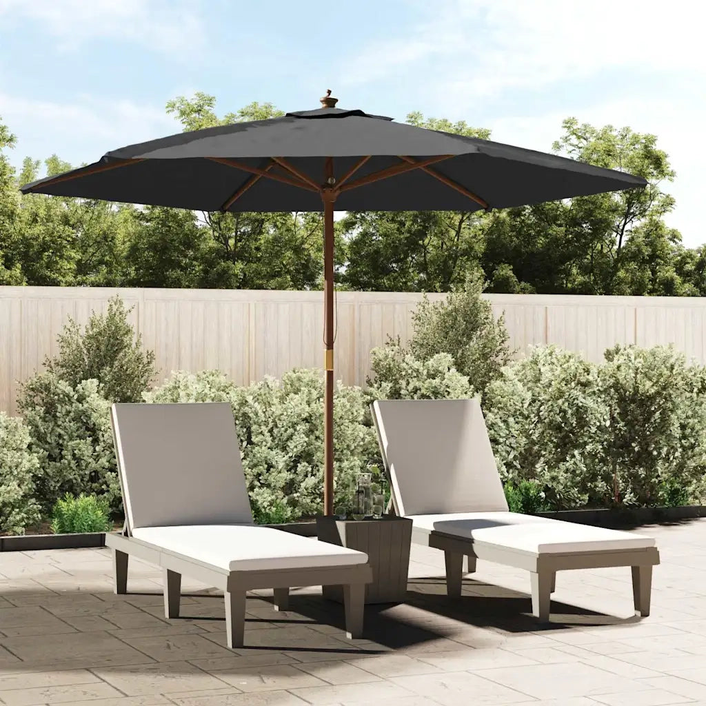 Ombrellone da Giardino-Ombrello da Balcone con Palo in Legno Nero 299x240 cm