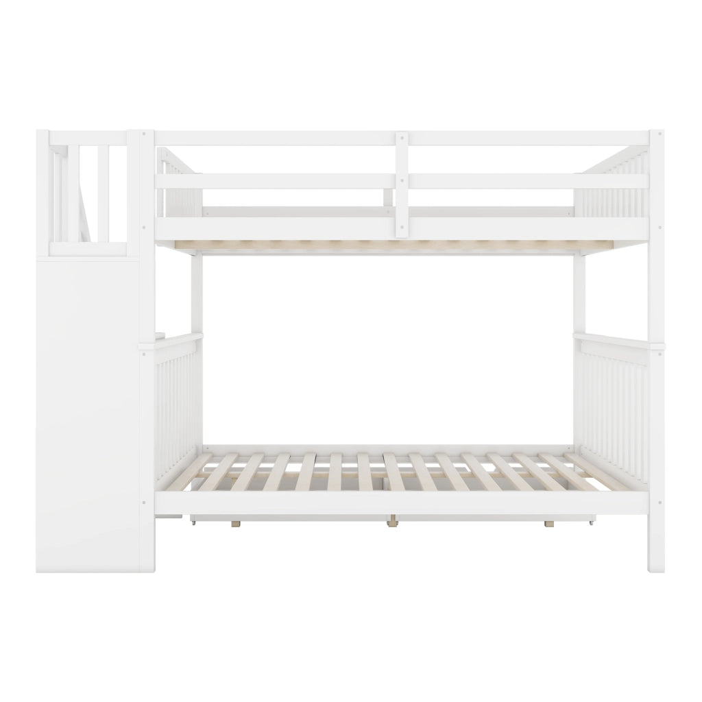 LETTO a castello con scala e 2 cassetti 140x200 cm bianco