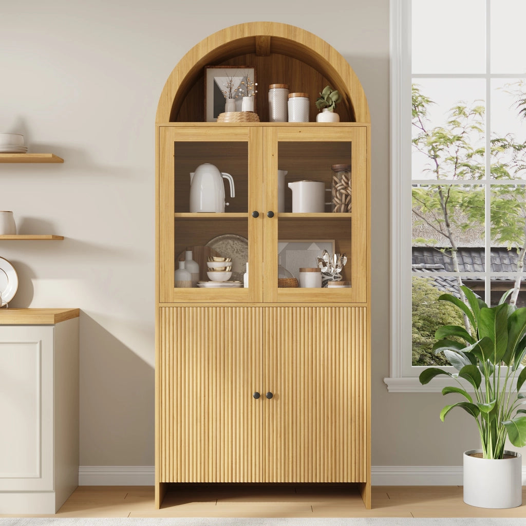 Credenza con Vetrina e Ante ¨C Xylo ¨C Bianco, Legno, Design Moderno